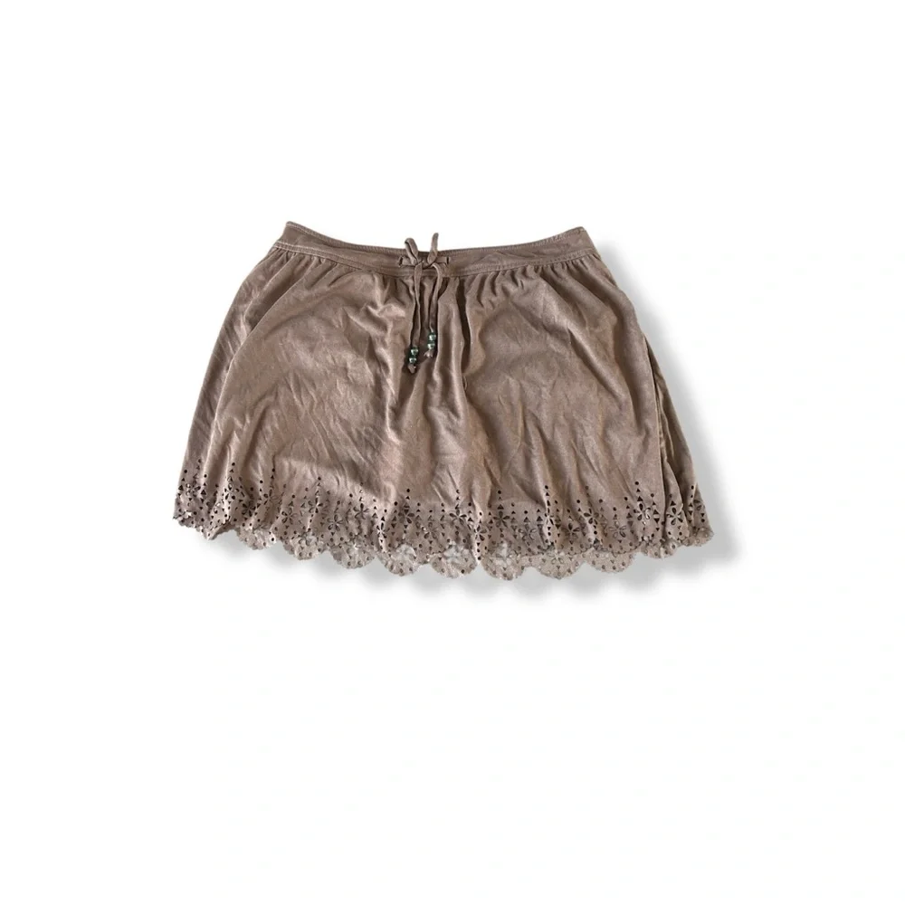 [Justice] Brown Suede Skirt w Shorts Lining